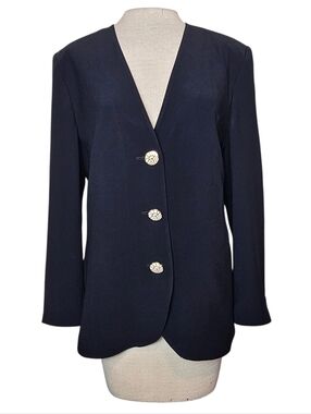 Louis Feraud SET Vintage Blazer Jacket Women's Size 8 Enamel Sunburst Buttons